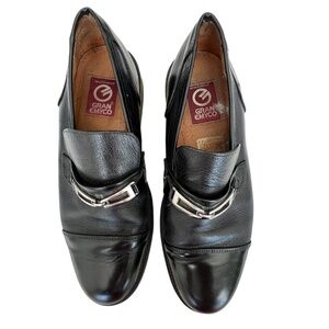 Gran Emyco Black Slip-on  Leather Men's Shoes with Silver Embellishment Size 8.5